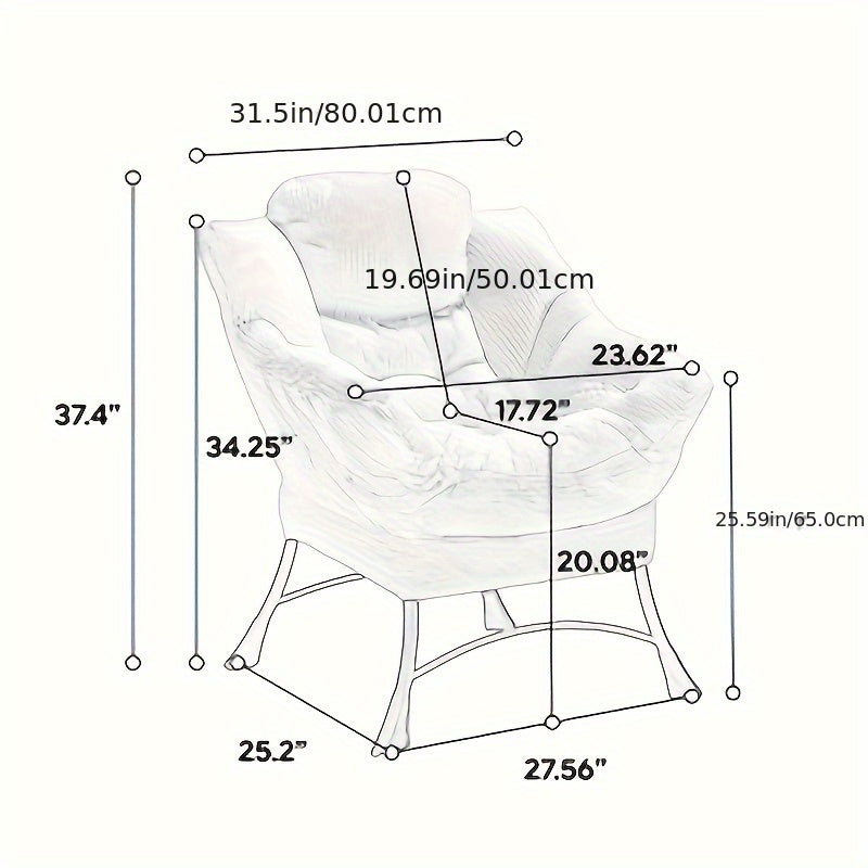 Modern Lazy Susan Ottoman Chair with Footrest & Armrests - Space-Saving Accent Chair with Side Pockets, Soft Cushioned Seat & Backrest, Easy Assembly for  Spaces, Living Room, Bedroom, Corner - Black & Neutral Tones, Durable