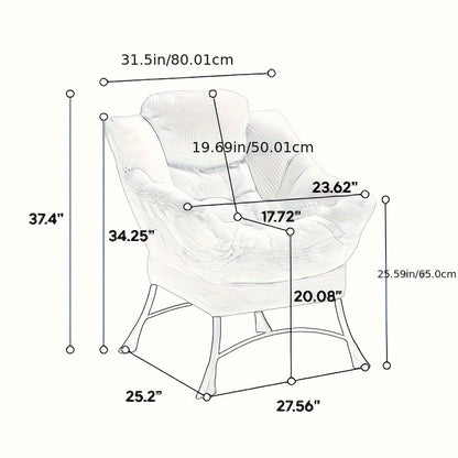 Modern Lazy Susan Ottoman Chair with Footrest & Armrests - Space-Saving Accent Chair with Side Pockets, Soft Cushioned Seat & Backrest, Easy Assembly for  Spaces, Living Room, Bedroom, Corner - Black & Neutral Tones, Durable