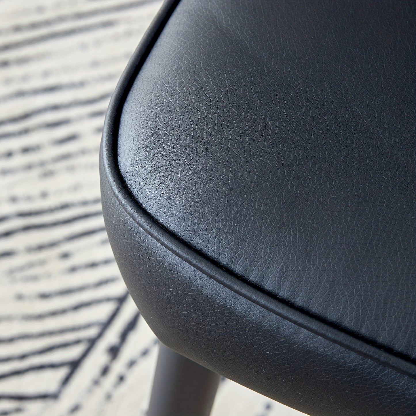 Modern Minimalist Black Dining Chair with PU Leather Backrest And Black Metal Legs for Dining Room, Bedroom And Living Room. Each Box Contains Two Chairs.