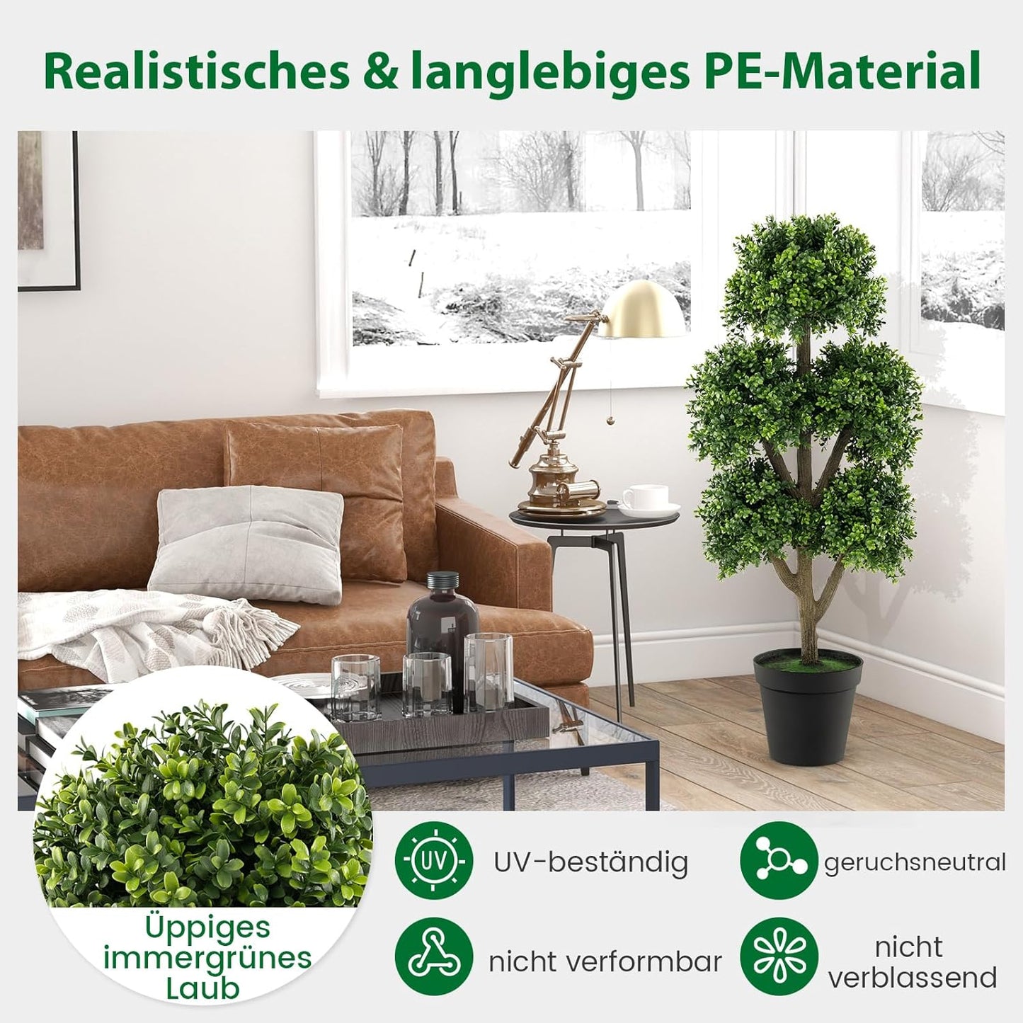 Kunstboom Buxus – Kunstplant – Kunstboom Bolvormig – Kunstplant Pot – Kunstbuxus – Onderhoudsvrij – 115 cm Hoog