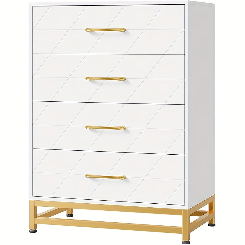 Ladekast – Kast – Dressoir – Opbergkast – Ladenkast – Modern Zwart Met Goudkleurige Handgrepen – Anti-Kantel Systeem – 3,2 Cu Ft Opslagruimte – Duurzaam Hardhout & Kunststof Hout