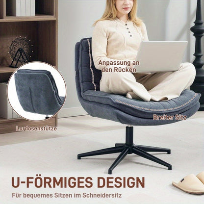 Bureaustoel – Office Chair – Ergonomische Stoel – Draaistoel – Computerstoel – Robuust Metaal – Breed Zitvlak – Hoogte Verstelbare Rugleuning – 360° Draaibaar – Zonder Armleuningen – Onderhoudsvriendelijk – Donkergrijs