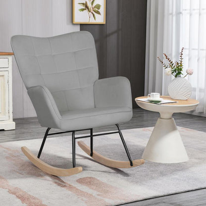 Ergonomische Schommelstoel – Loungestoel – Schommelzetel – Relaxstoel – Schommelstoel Beukenhout – Breed Rugpaneel – Dikke Bekleding – Max. Draagvermogen 120 kg