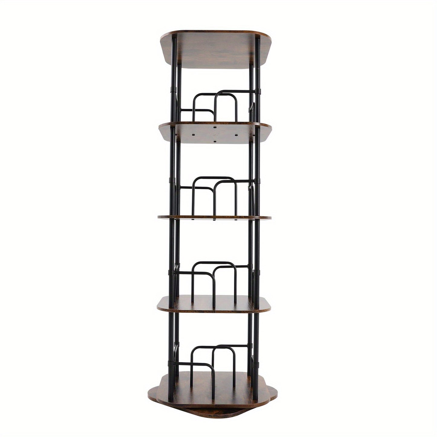 4-Tier Rotating Bookshelf | Wooden Floor Standing Book Storage Shelf, Multipurpose Use, Assembled by NaMaSyo, Utility Racks
