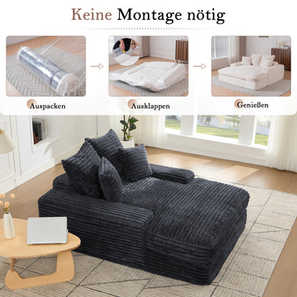Slaapbank – Sofa – Bedbank – Logeerbed – Slaapstoel – Modern Design – Memory Foam Kussens – Grijze Velvet Stof – Volledig Gemonteerd – Ruimtebesparend