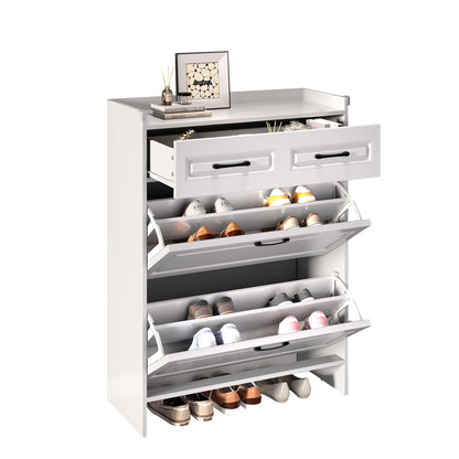 Schoenenkast – Schoenenrek – Schoenenopberger – Schoenenbank – Halmeubel – Rieten Deuren – 3-laags Opbergruimte – Zwart – Ruimtebesparend – Stevige Poten – Geen Montage