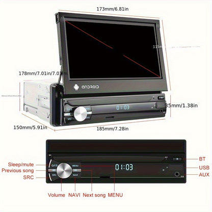 Multimedia Car Radio – Android Autoradio – 1 DIN Speler – Navigatie Systeem – Touchscreen Radio – 7-inch HD Display – GPS Navigatie Met WiFi – Inclusief Draadloze Achteruitrijcamera