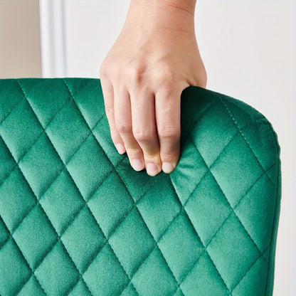 Velours Eetkamerstoelen – Velvet Stoelen – Bureaustoelen – Woonkamer Stoelen – Keukenstoelen – Set Van 2 Groene Stoelen – Metalen Frame – Zacht Foam Zitting – 86x58x45 cm – Klassiek Design