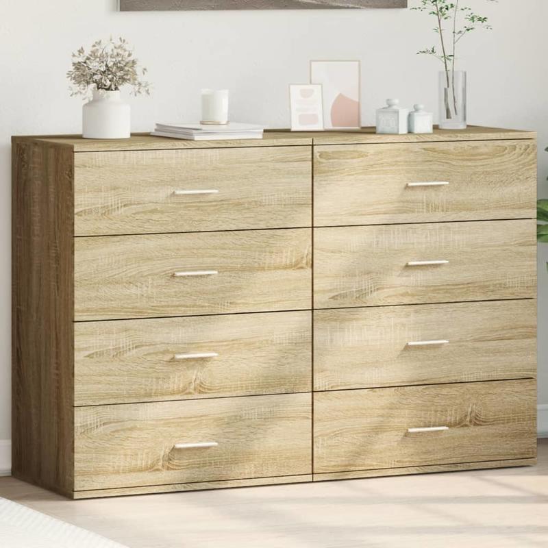 Opbergkast – Opbergmeubel – Kast – Dressoir – Bruin – Set Van 2 – Duurzaam Hardhout – Ruim En Minimalistisch