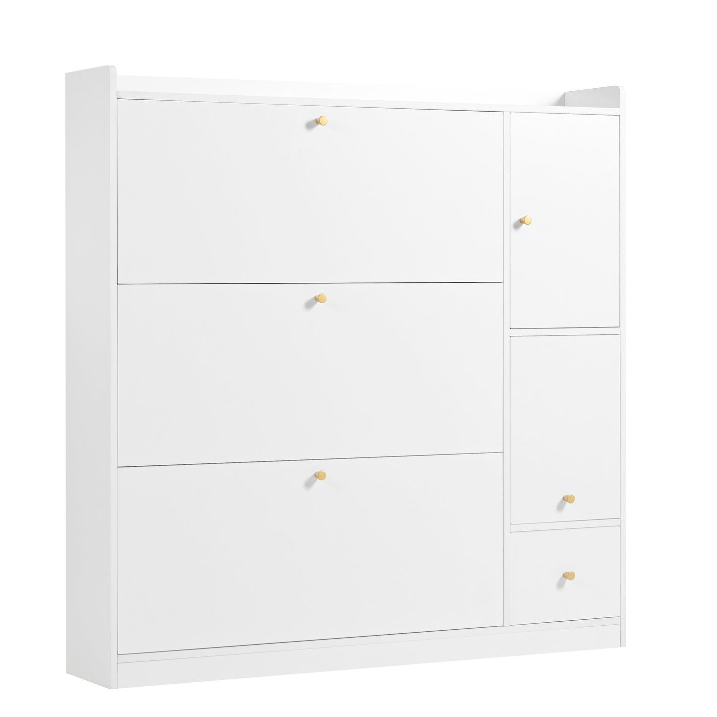 Schoenenkast – Schoenenrek – Schoenopberger – Schoenmeubel – Schoenentrekker – Wit – 3 Kantelbare Laden – Ingebouwde Klapbank