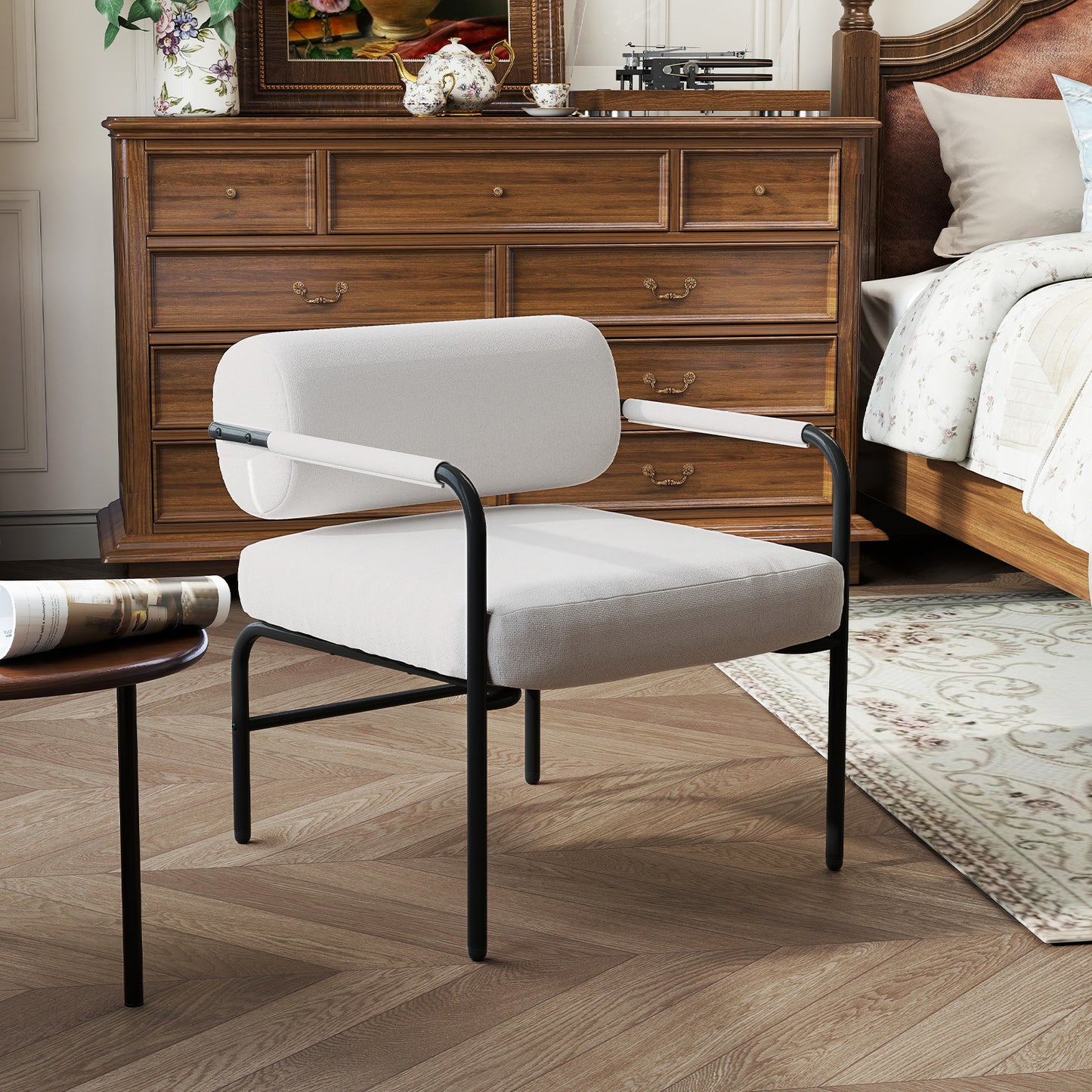 Fauteuil – Lounge Stoel – Relaxfauteuil – Zetel – Draaifauteuil – Velvet Bekleding – Metalen Armleuningen – Extra Dikke Zitkussen – Modern Design