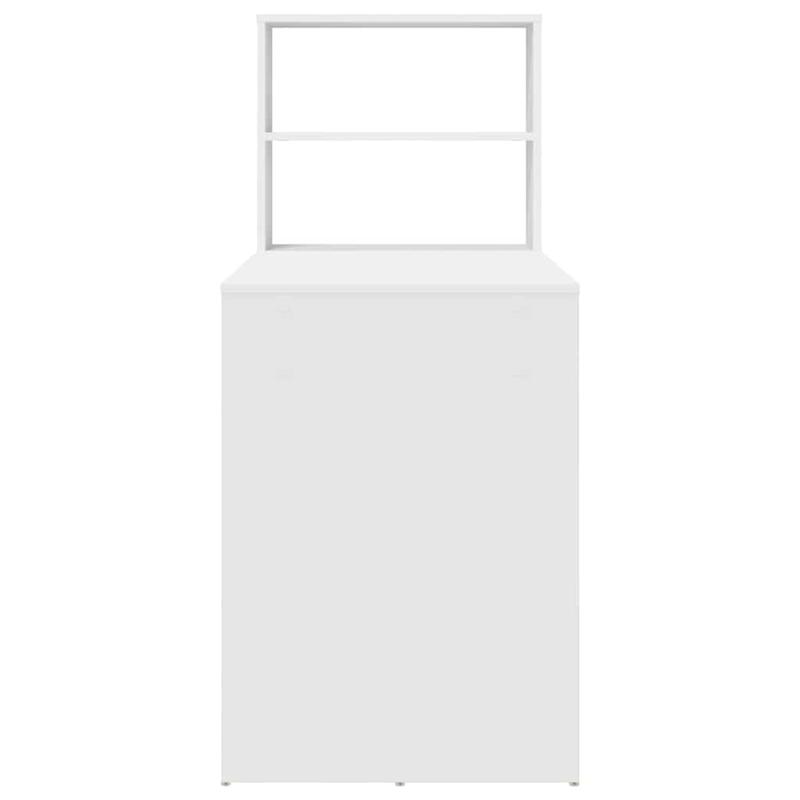 Bureau – Bureautafel – Computertafel – Schrijftafel – Werktafel – Wit – Massief Hout – Compact 113x54x120 cm – Met Laden en Opbergruimte