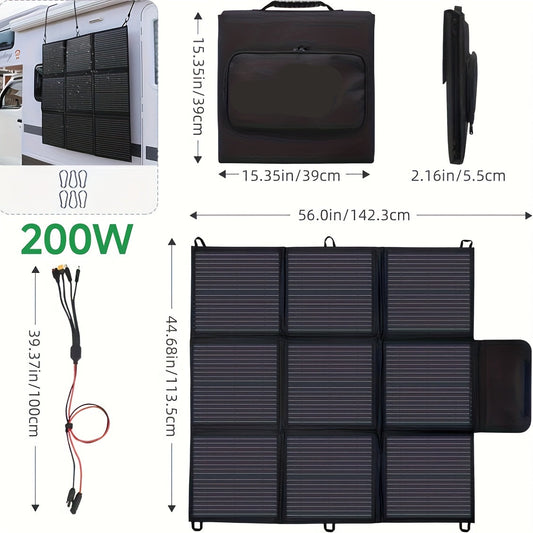 Draagbaar Zonnepaneel – Opvouwbaar Zonnepaneel – Mobiel Zonnepaneel – Outdoor Zonnepaneel – 200W Vermogen – Monokristallijn – Weerbestendig