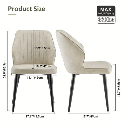 Eetkamerstoelen Set 2 – Stoelen – Zithoekstoelen – Armstoel – Keukenstoelen – Kunstleer Bekleding – Memory Foam Zitting – Metalen Poten – Mid-Century Design