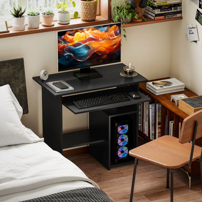 Bureau – Computertafel – Kantoortafel – Schrijftafel – Werkplekmeubel – Compact 80x45x75 cm – Zwart – Robuuste Constructie – Open Opbergruimte