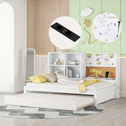 Slaapbank – Bedbank – Logeerbed – Sofa Bed – Bedbank Met Opbergruimte – Wit – Uitklapbaar – Met Duurzaam Metalen Frame – Geen Montage Nodig