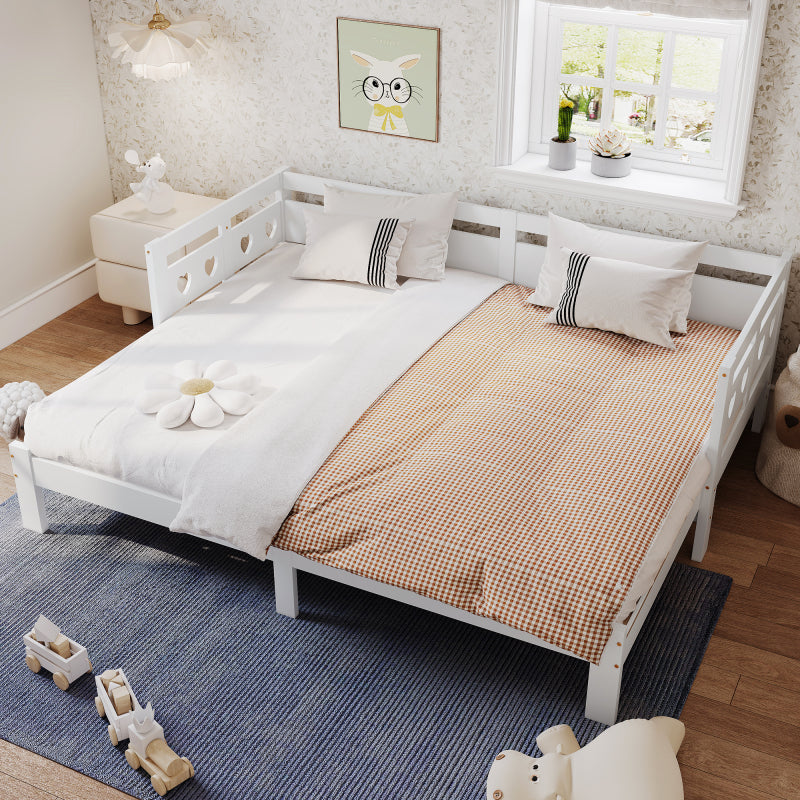 Uitschuifbaar Daybed – Uitklapbed – Slaapbank – Sofa Bed – Logeerbed – Massief Grenenhouten Frame – Ruimtebesparend 2-in-1 Design – Wit Retro – Lattenbodem – Geschikt Voor Matras 90-182x200 cm