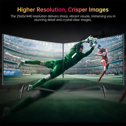 27 Inch Curved Gaming Monitor – Gaming Scherm – Game Monitor – PC Monitor – 2K Monitor – 180Hz Refresh Rate – QHD 2560x1440 Resolutie – 1ms Reactietijd – HDR10 & FreeSync G-Sync