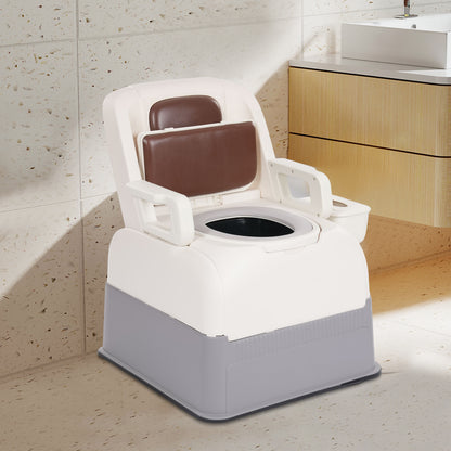 Bedside Commode Stoel – Toiletstoel – Commodestoel – Toiletkruk – Ziekenhuisstoel – Bruin – Stevige PP & PU Materiaal – Vrijstaand en Compact