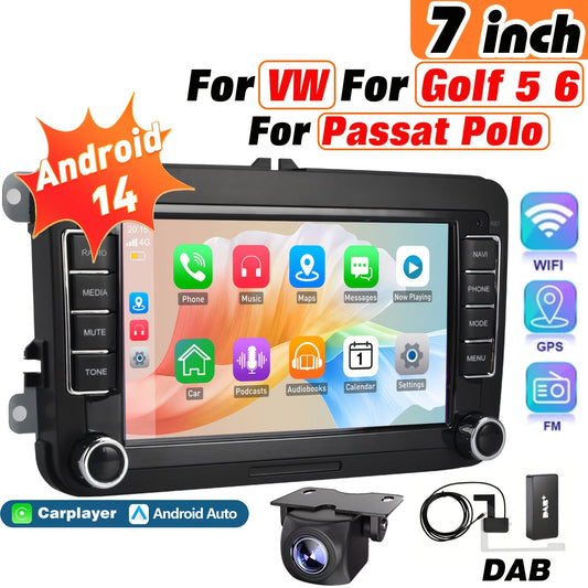 Android Autoradio – Autostereo – Multimedia Speler – Navigatie Systeem – Touchscreen Radio – 7 Inch HD Scherm – Android 14.0 – Inclusief AHD Camera & DAB Box