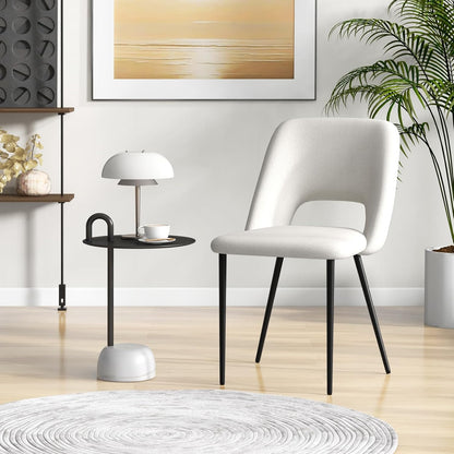 2-Delige Stoelenset – Eetkamerstoelen – Barkrukken – Keukenstoelen – Make-up Stoelen – Velvet Bekleding – Metalen Frame – Ergonomisch Design – Gewichtscapaciteit 150 kg – Witte Kleur