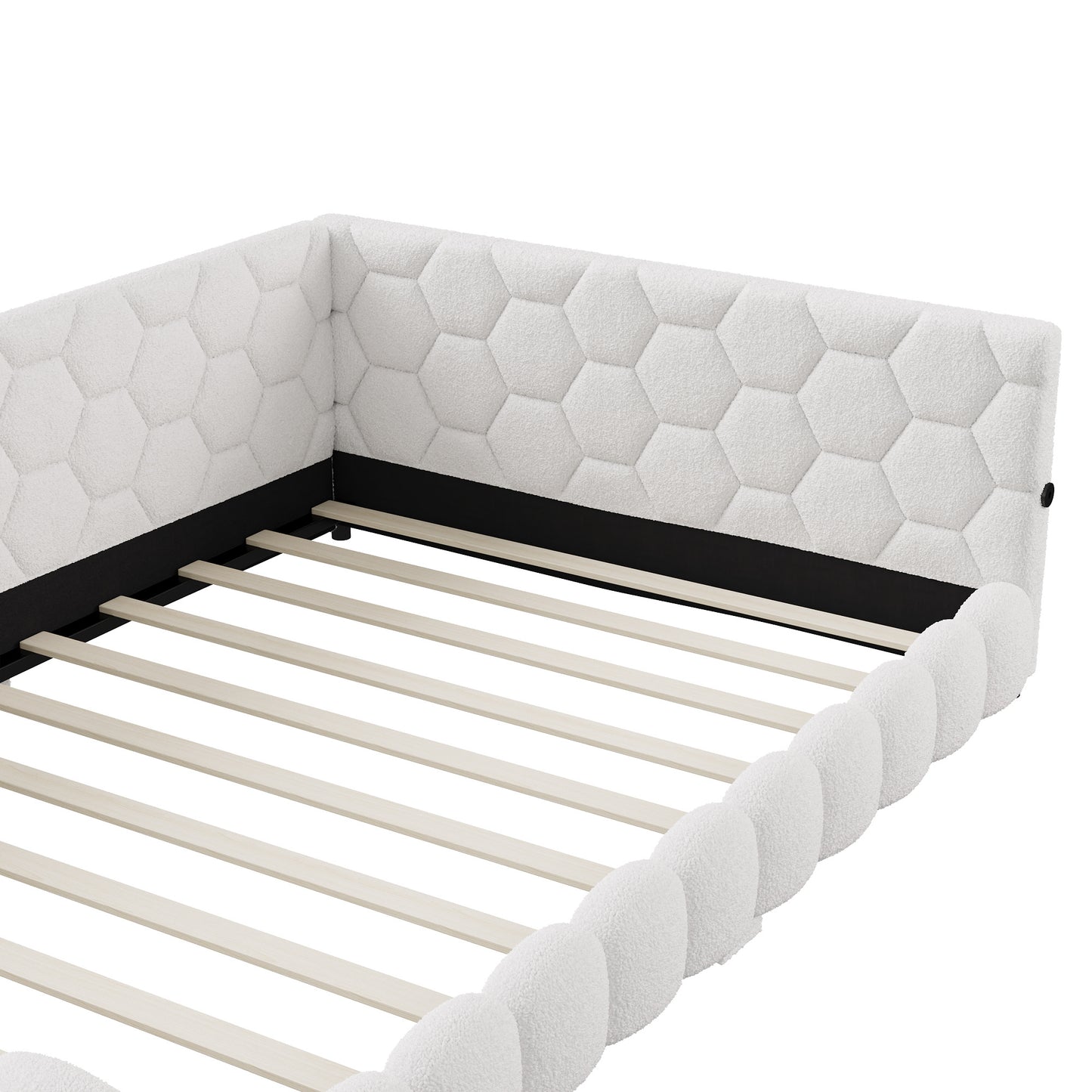 Woolen Sofa Bed – Dagbed – Slaapbank – Bedbank – Logeerbed – 140x200 cm – Wolstof Met Lattenbodem – Wit