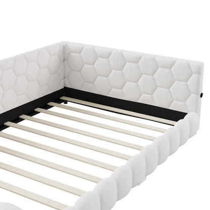 Woolen Sofa Bed – Dagbed – Slaapbank – Bedbank – Logeerbed – 140x200 cm – Wolstof Met Lattenbodem – Wit
