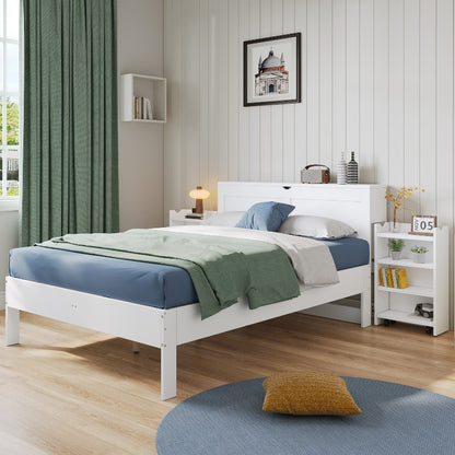 Modern Bedframe Queen Size – Tweepersoonsbed – Platformbed – Slaapkamer Bed – Bed Met Opberglades – Minimalistisch Design – 150x200 cm – Stevig Kunststof Hout