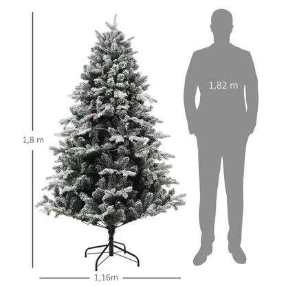 Kunstkerstboom – Nepkerstboom – Kunstboom – Kerstdecoratie – Kerstboom – 180 cm Hoog – 793 Takken Met Nep Sneeuw – Stabiele Metalen Voet
