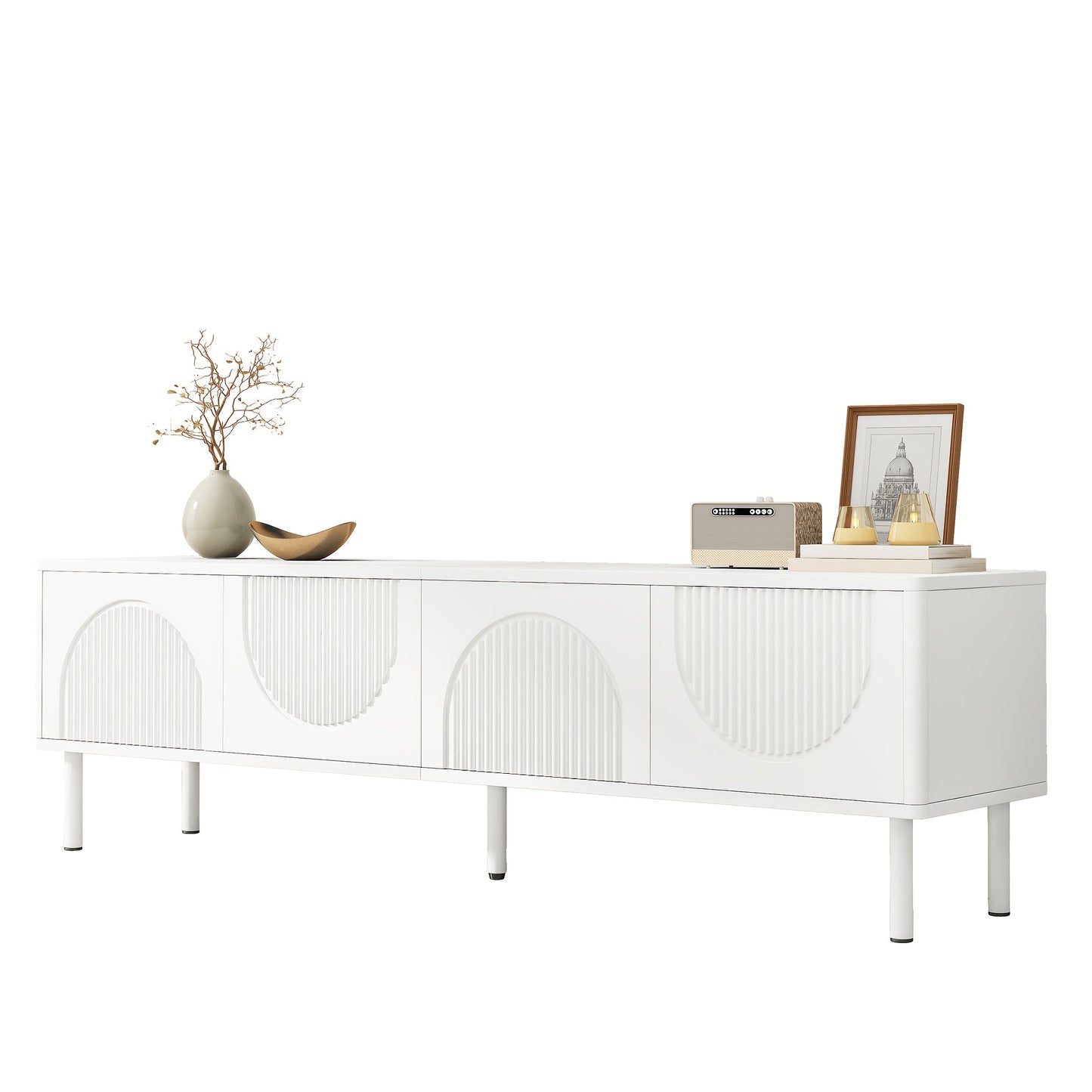 Tv-meubel – TV-kast – Tv-meubel met opbergruimte – Hangend TV-meubel – TV-dressoir – Extra Lang 180 cm – Kabelmanagement – Mat Wit – Laag Profiel & Minimalistisch Design