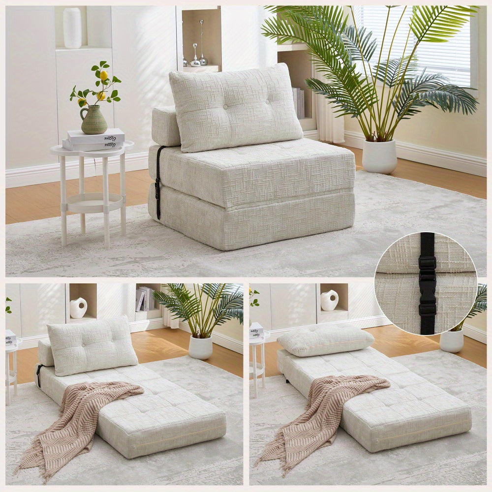 Slaapbank – Sofa – Bedbank – Slaapstoel – Logeerbed – Inklapbaar Ontwerp – Stevig Duurzaam Frame – Beige