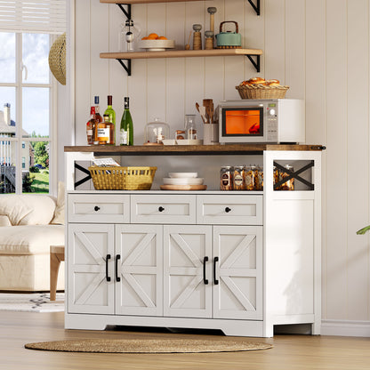 Buffetkastje – Dressoir – Sidetable – Opbergkast –  Landelijke Stijl – 140 CM Breed – Hoogwaardig MDF
