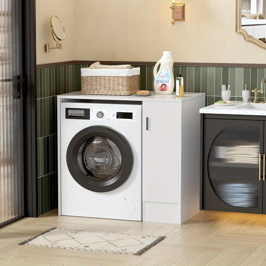 Wasmachinekast – Wasmachine Meubel – Opbergkast – Ombouw – Kast – Wit – 96x62x90 cm – Stevig Bovenblad 15mm – Ruimtebesparend Ontwerp