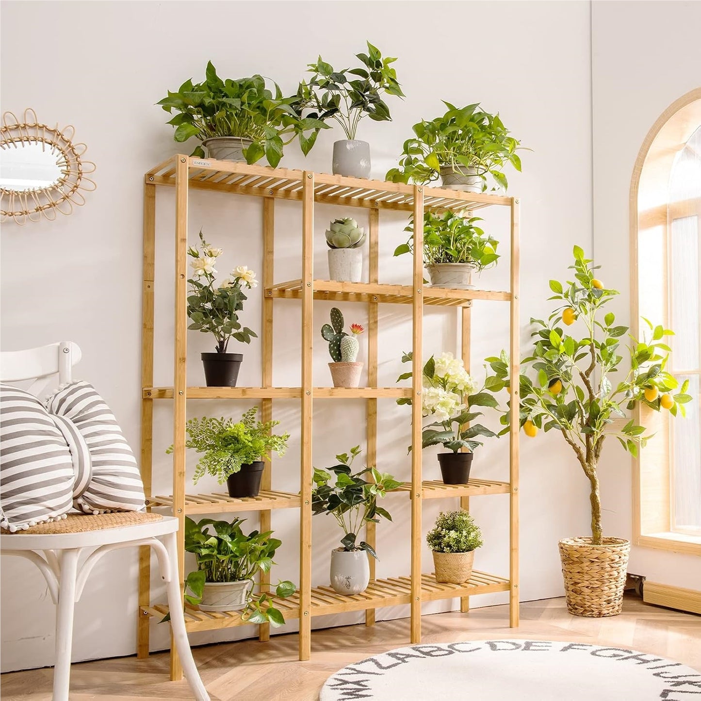 Plantenrek Bamboe – Plantenstandaard – Bloemenrek – Plantentrap – Plantenkast – 5 Lagen – Duurzaam & Weerbestendig – 141 x 31 cm