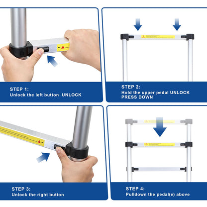 Telescopische Ladder – Uitschuifladder – Inklapbare Ladder – Opvouwbare Ladder – Aluminium Ladder – 5 Meter – Lichtgewicht & Compact