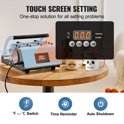 Bekerpers – Mokpers – Sublimatiepers – Thermosflespers – Steel – Geschikt Voor 11-30 Oz Mokken – Touchscreen Met Instelbare Tijd En Temperatuur