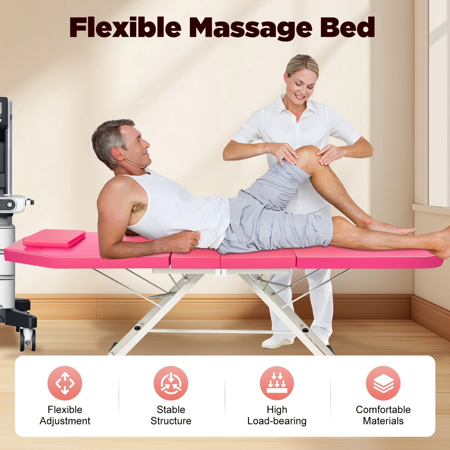 Massagetafel – Massagebed – Behandeltafel – Massagebank – Massagebed inklapbaar – Verstelbaar – Stevig Stalen Frame – Hoog Draagvermogen 250 kg
