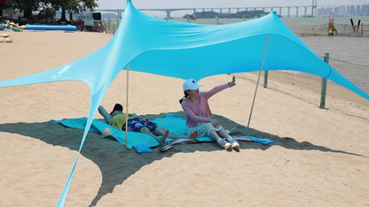 Strandtent – Beach Tent – Zonneluifel – Zonnescherm – Strandschaduw – UPF 50+ UV Bescherming – Aluminium Frame – 3 x 2,8 m – Lichtgewicht & Draagbaar