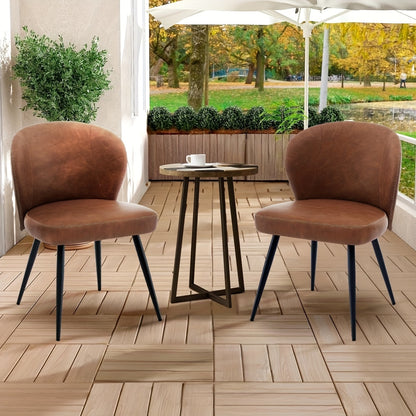 Eetkamerstoelen – Stoelen Set – Keukenstoelen – Zwarte Stoelen – Armloze Stoelen – Kunstleren Bekleding – Stijlvol Roestvrij Stalen Frame – Set Van 2 – Ergonomisch Comfort – Lichtgewicht - Bruin