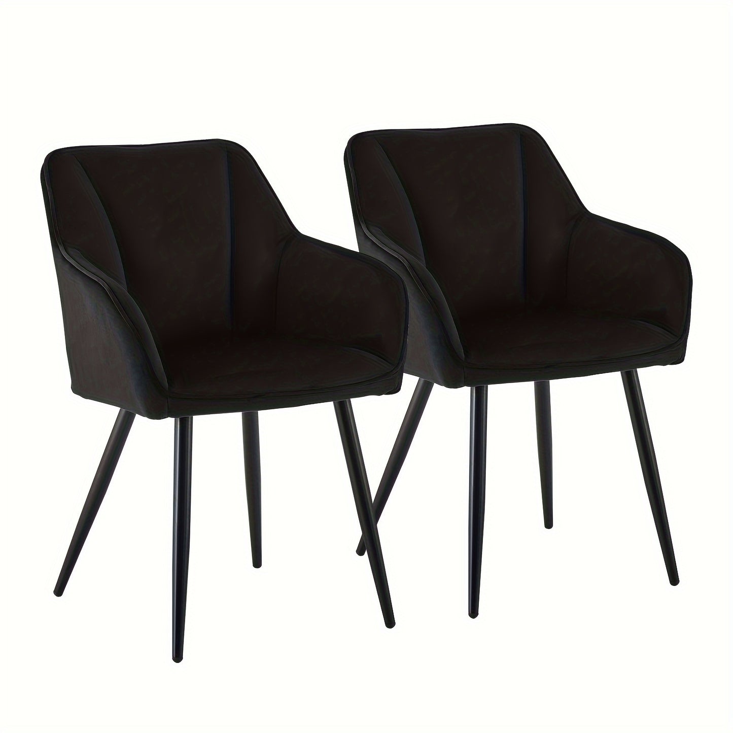 Eetkamerstoelen – Zwarte Stoel – Fluwelen Stoelen – Armstoel – Accentstoel – Set van 2 – Memory Foam Zitting – Stevig Metalen Frame