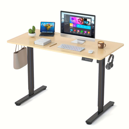 Zit Sta Bureau – Elektrisch Bureau – In Hoogte Verstelbaar – Sta Bureau – Workstation – Stil Motor Geluid 45dB – Groot Wit Houten Werkblad 120x60 cm