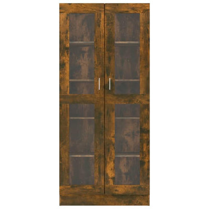 Modern Oak Wood Showcase Cabinet with Shutter Doors - 82.5x30.5x185.5cm Large Floor-Mounted Display Cabinet, No Electricity Needed