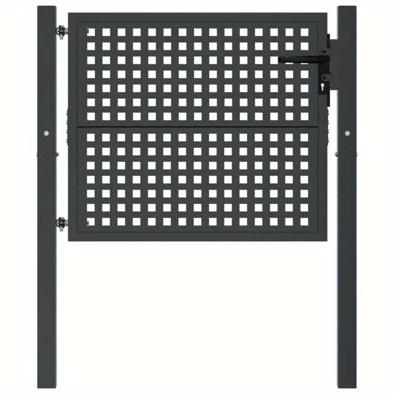 Tuinafscheidingpoortje – Tuinpoort – Tuinafscheiding – Poortdeur – Metalen Poort – Antraciet – Duurzaam Staal – Rasterdesign – 104,14 x 127 cm