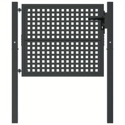 Tuinafscheidingpoortje – Tuinpoort – Tuinafscheiding – Poortdeur – Metalen Poort – Antraciet – Duurzaam Staal – Rasterdesign – 104,14 x 127 cm