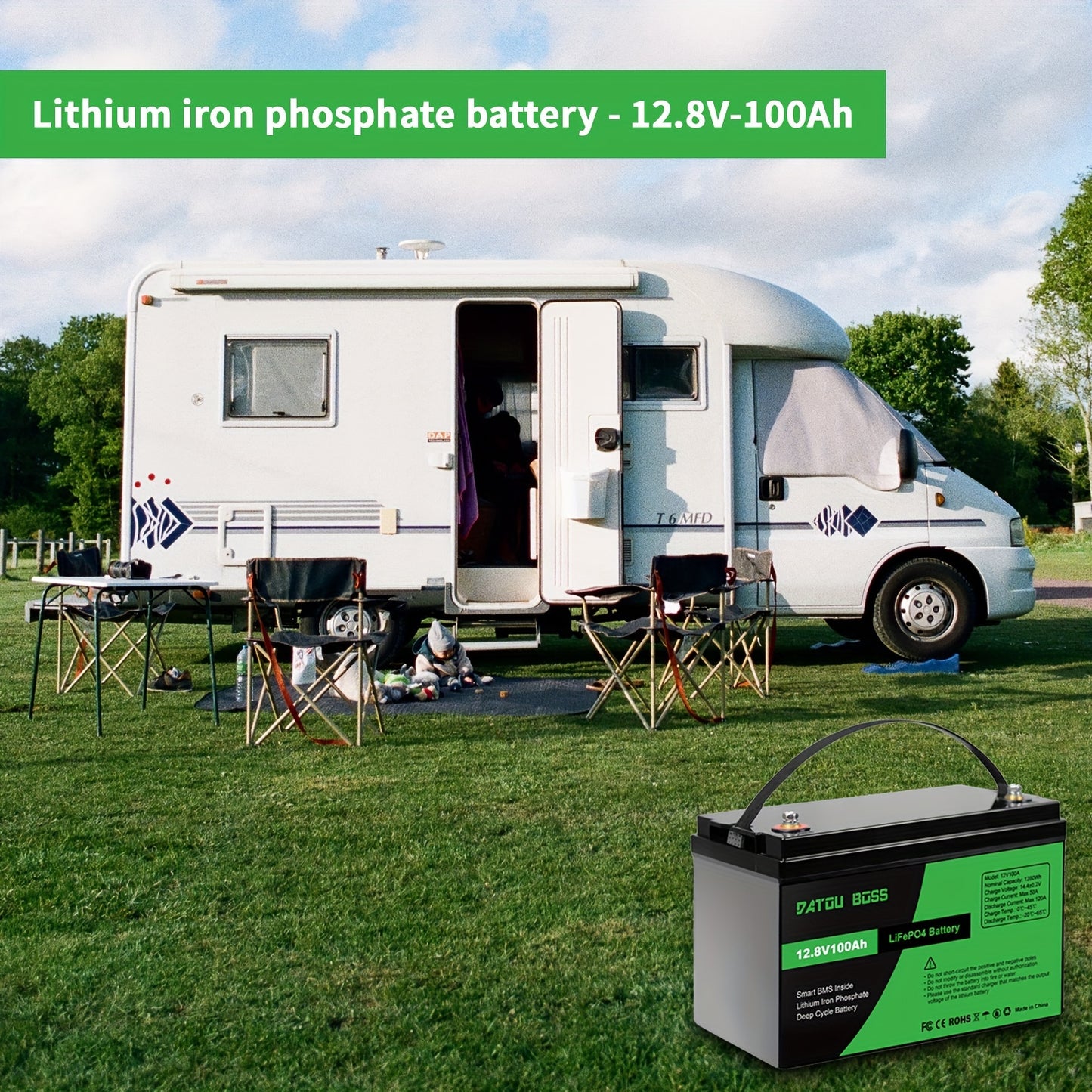 LiFePO4 Accu – Lithium Accu – Batterij – Deep Cycle Accu – Energieopslag – 12V - 200Ah – 100A BMS Bescherming – Lichtgewicht & Compact