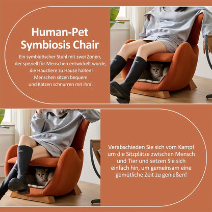 Huisdierbankje – Kattenbank – Hondenbed – Dierenbank – Slaapbank – Bamboe Frame – Memory Foam Vulling – Oranje Bekleding – Anti-Kras – Stabiel Voor Harde Vloeren
