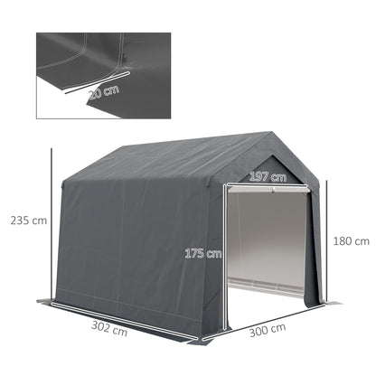 Tuinschuur – Opbergschuur – Fietsenstalling – Tuinopslag – Schuurtent – Ruim 3x3 m – Weerbestendig Gegalvaniseerd Stalen Frame – Donkergrijs