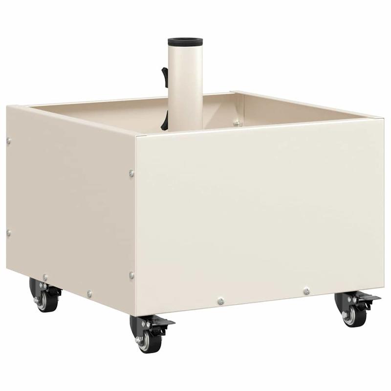 Parasolvoet – Parasolhouder – Parasolstandaard – Parasolbasis – Parasolvoet met Plantenbak – Wit – Staal – 45x45x45 cm – 360° Verstelbaar – Weerbestendig en Stevig