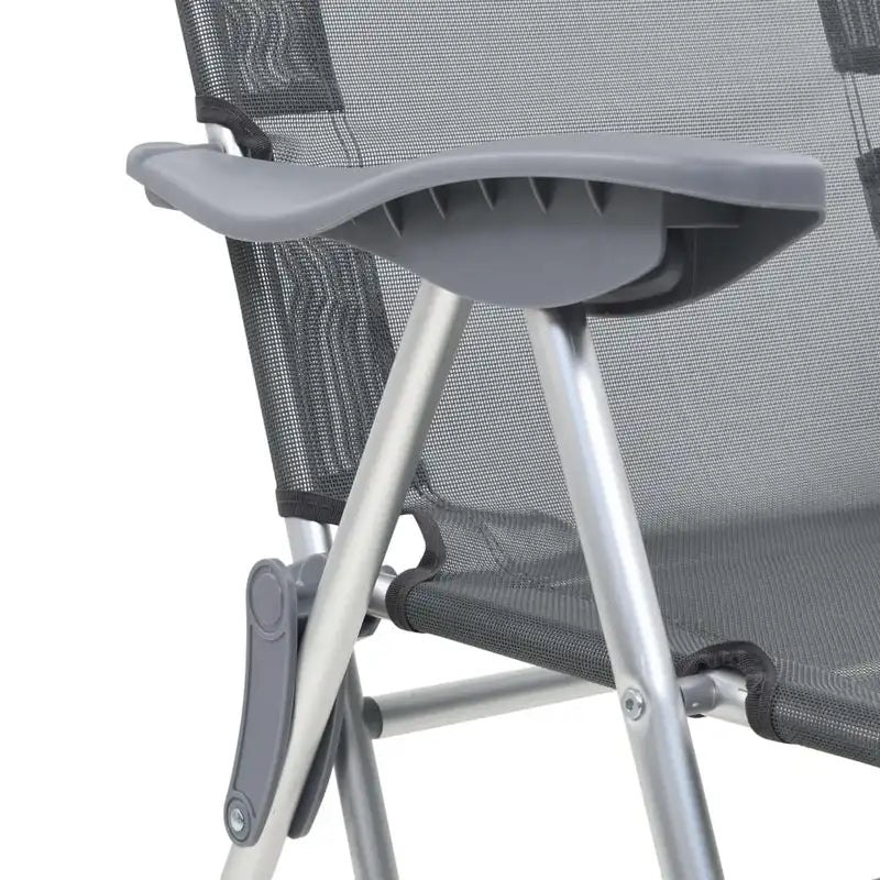 Campingstoel – Vouwstoel – Tuinstoel – Strandstoel – Buitenstoel – Grijs – Ademend UV-bestendig Materiaal – Verstelbare Rugleuning 5 standen