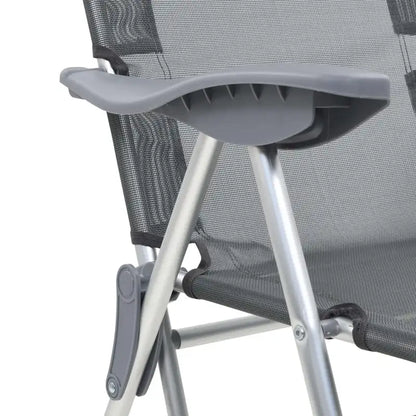 Campingstoel – Vouwstoel – Tuinstoel – Strandstoel – Buitenstoel – Grijs – Ademend UV-bestendig Materiaal – Verstelbare Rugleuning 5 standen